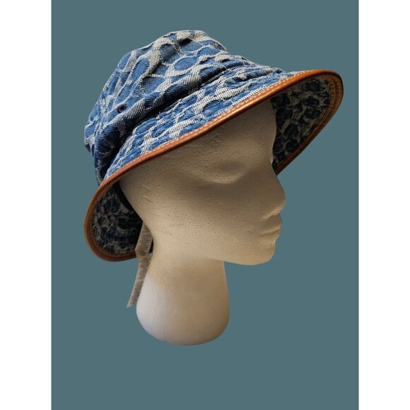 Coach Signature Denim Bucket Hat Leather Trim Unisex OS - Picture 5 of 9
